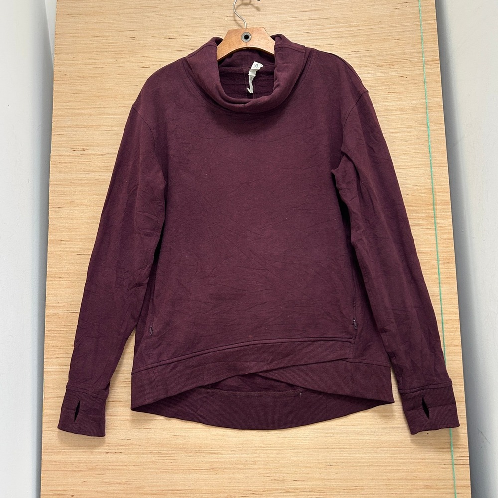 Lululemon Burgundy Cowl Neck Pullover Sweatshirt Thumbholes Size 8